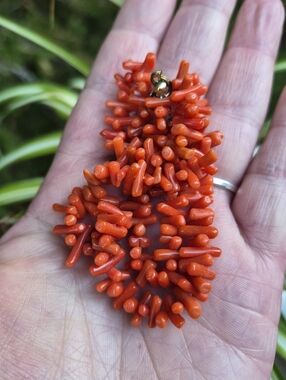 Vintage Mediterranean Branch Coral Orange Coral Beaded Strand Necklace